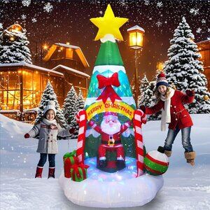 ⚡7 FT Christmas Inflatable Tree Santa and Gift Boxes Blow Up Outdoor Decoration